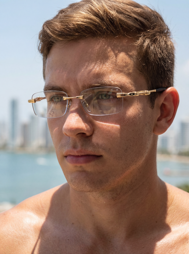 Modelo con gafas