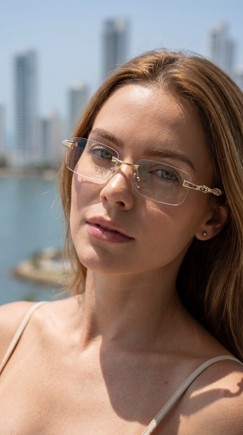 Modelo con gafas